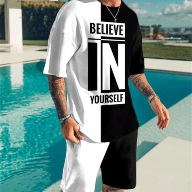 Móda Letní 2dílné soupravy Tepláky Pánské oversized oblečení Retro plážový styl 3D tisk trička Pánský oblek Tričko Šortky