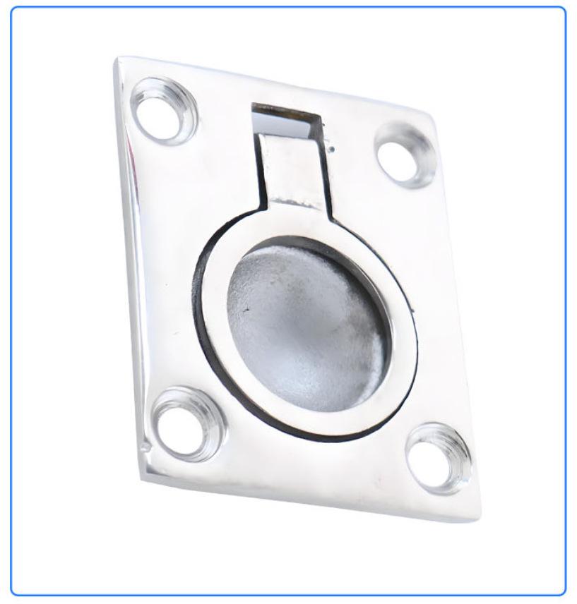 316 Stainless Steel Mirror Polished Square Boat Floor Buckle Pull Handle Yacht Cabin Hardware 48*38mm - Stainless Steel 316