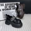 Buckle Grinding Sticker Three-layer Thick Sole Heightening Round Head Loafers Women's 2025 New Spring JK Single Shoes Leather Shoes