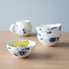 NARUMI Milano Duo Bowl and Plate Plum Blossom Chintz Wedding Microwave and Dishwasher Gift Set, 11cm, Blue, Design, Texture, Gift, Safe, Boxed,