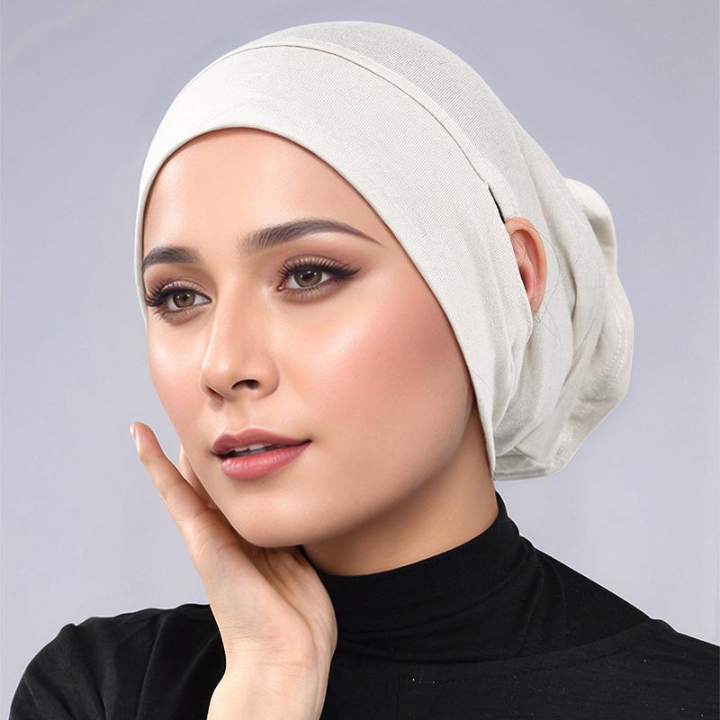 Cotton Modal Hijab Scarf Under Cap with Ear Hole Hijab Muslim Hijab Inner Scarf Lady Bandanas Turbante Mujer Hat Soft Hijab