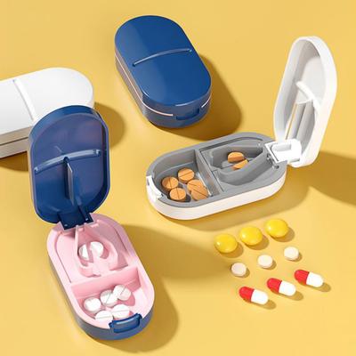 Tablet Storage Case Smooth Edge for Elderly Easy To Carry Pill Organizer Box with Cutter Tablet Splitter Useful Space-saving