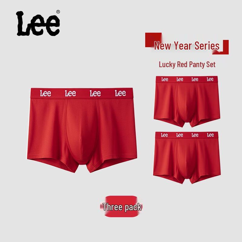 Мужские хлопковые боксеры-брифы LEE Lucky Red с антибактериальным эффектом (3-Pack) 2XL