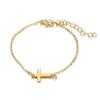 Simple Gold Color Cross Chain Bracelet for Women Shiny Charm Hand Bracelet Wedding Jewelry