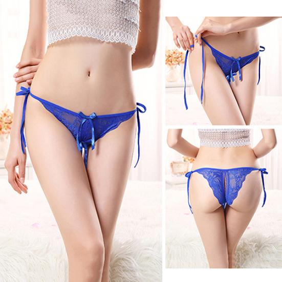 Dámská sexy tanga Kalhotky s otevřeným rozkrokem G-string s krajkovým uzlem Kalhotky Spodní prádlo