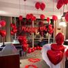 Marry me Red Balloon Set Simulation Rose Petals Heart shaped Balloon Valentine's Day Confession Proposal Decoration