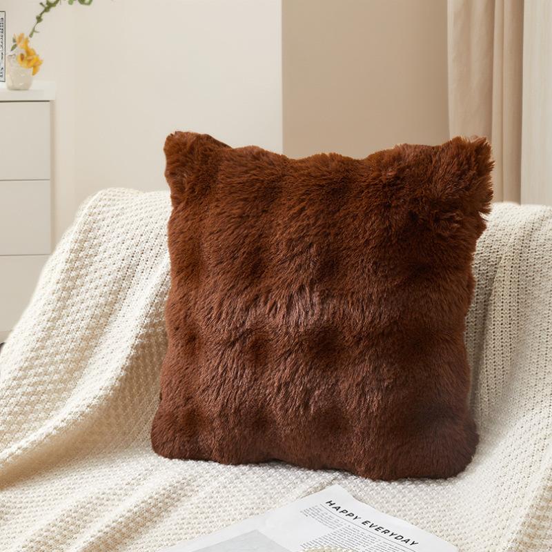 2PC Solid Color Bubble Rabbit Velvet Cushion Cover Autumn Winter Plush Cushion Cover Nordic Sofa Bedroom Pad Waist Pillowcase