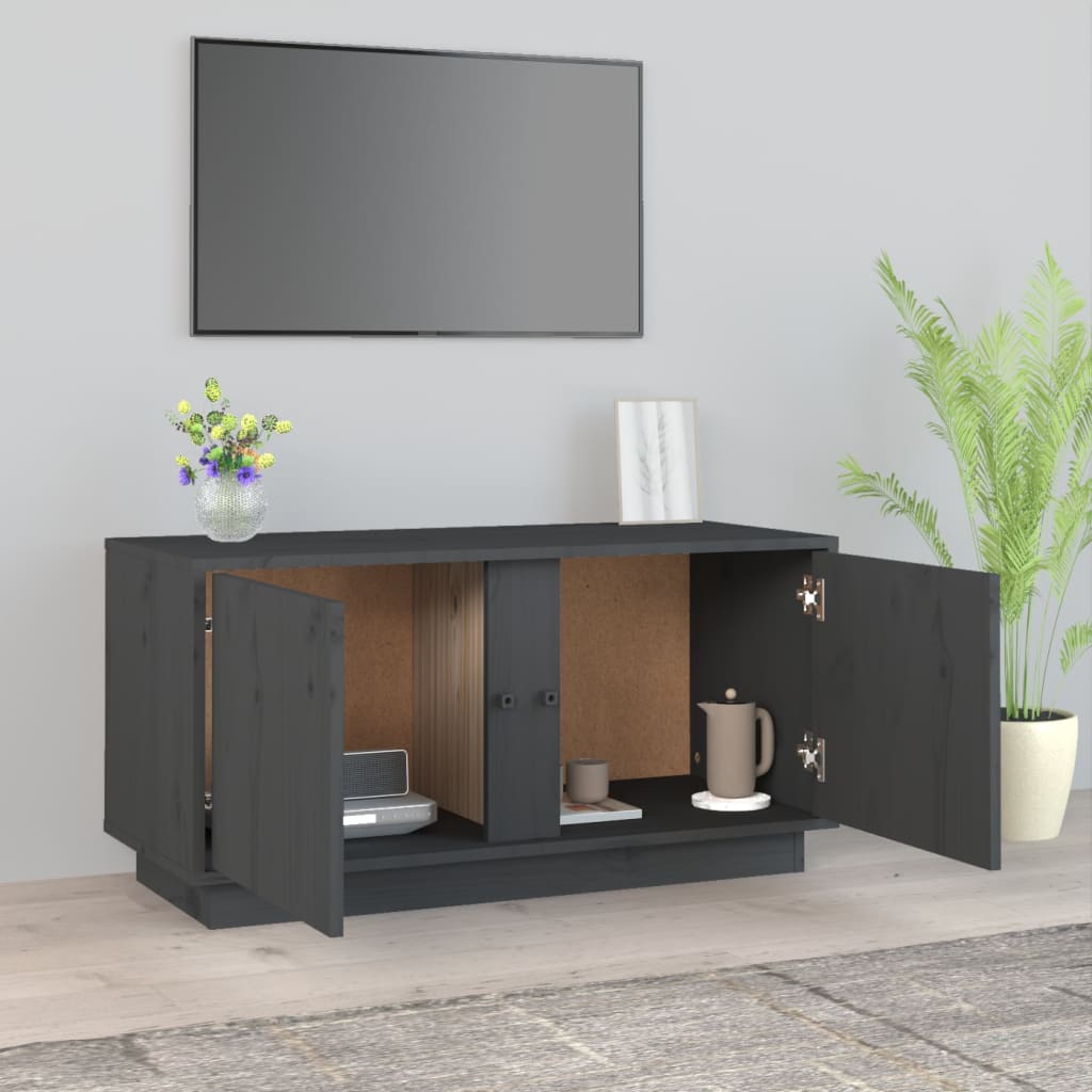 Vidaxl Szafka Pod Telewizor, Szara, 80X35X40,5 Cm, Lite Drewno Sosnowe