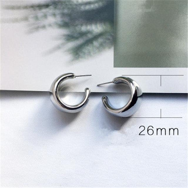 Boucles d'oreilles créoles géométriques simples et minimalistes, rondes, couleur or et argent, en métal épais, pour femmes, 1 cm de large