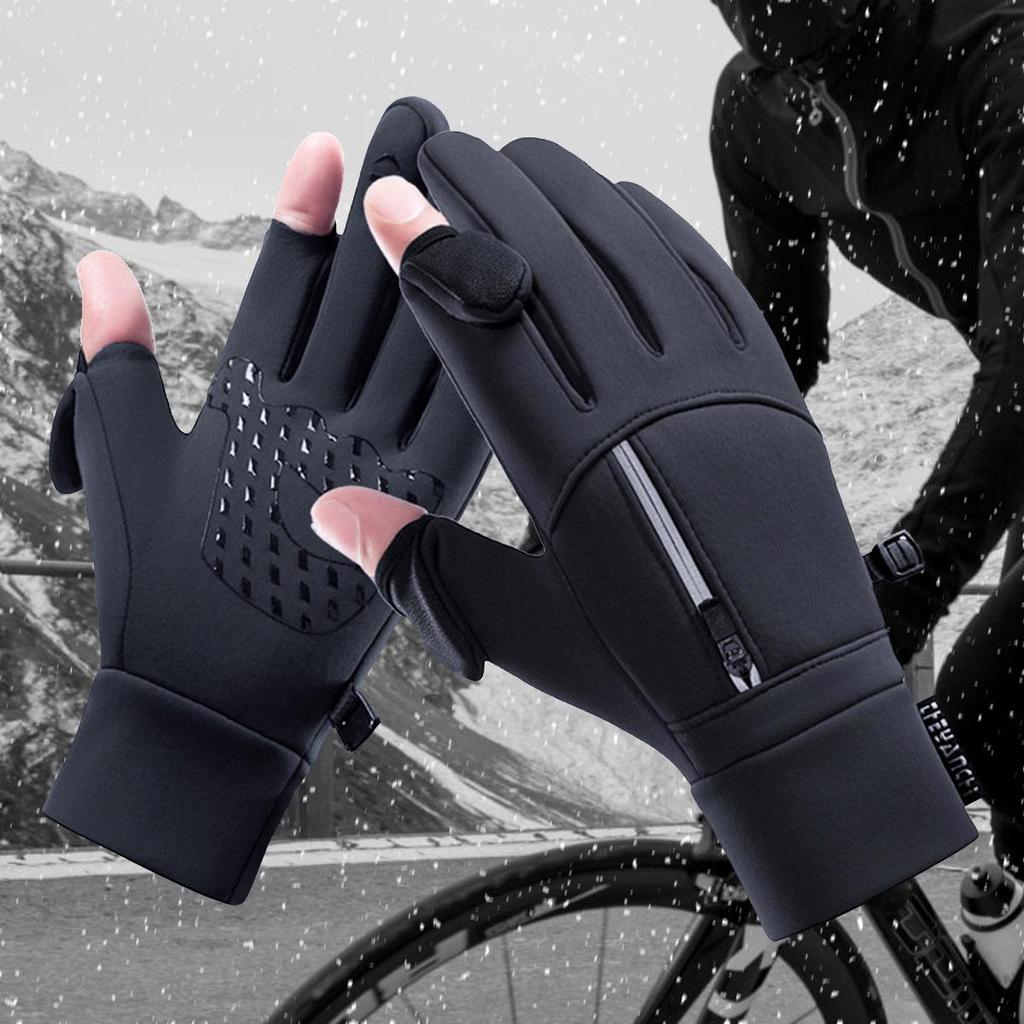 Men's Winter Cycling Gloves: Fleece Lined, Windproof, Waterproof, Touchscreen-Compatible for Outdoor Sports and Mountaineering
