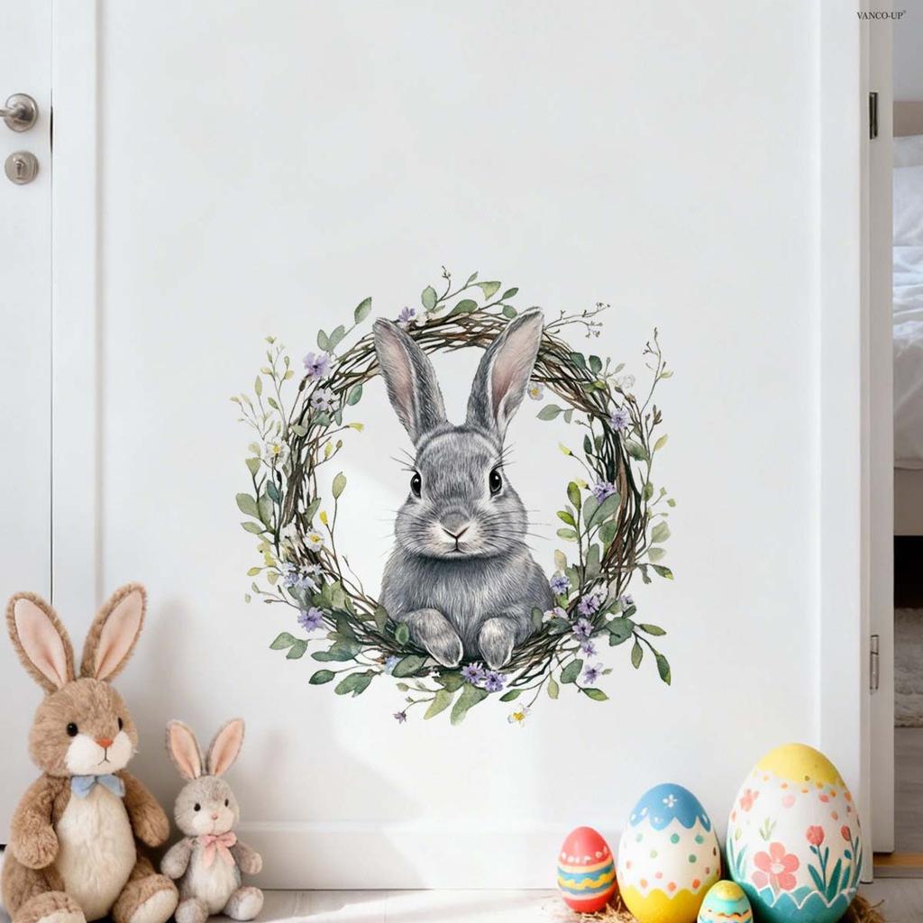 Easter Wall Stickers, Creative Gentleman Bunny Decor, Self-Adhesive Wall Art for Bedroom Living Room Holiday Background Decoration