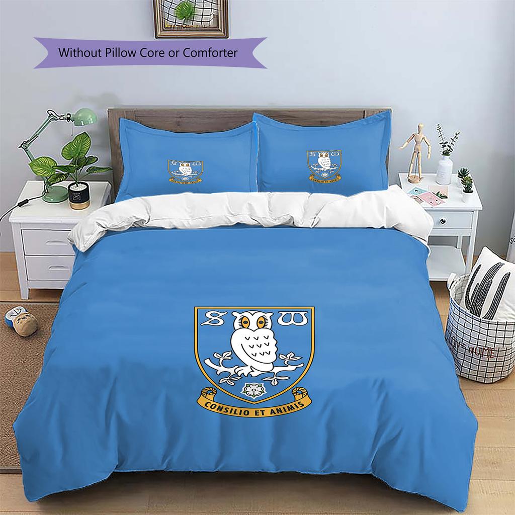 Sheffield Wednesday F.C Pattern Bedding Quilt Set Home Decoration Gift (1 * Duvet Cover + 2 * Pillowcase Without Core)