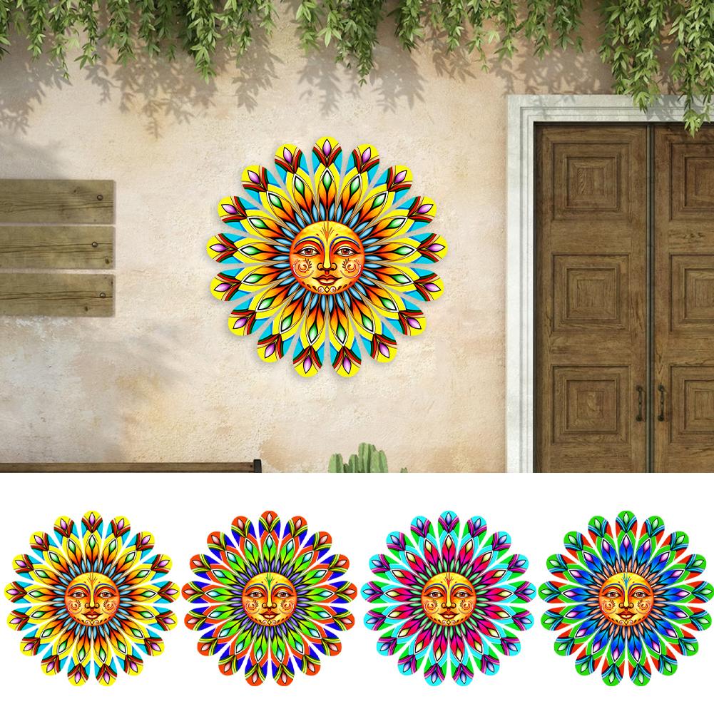 Metal Sun Flower Wall Art Decoration Sun Face Flower Metal Wall Sculpture Sun Face Flower Wall Decor Outdoor Decoration