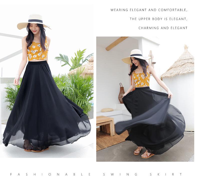 Elegant Spring Chiffon Swing Dress - A-Line Layered Beach Fairy Skirt for Women