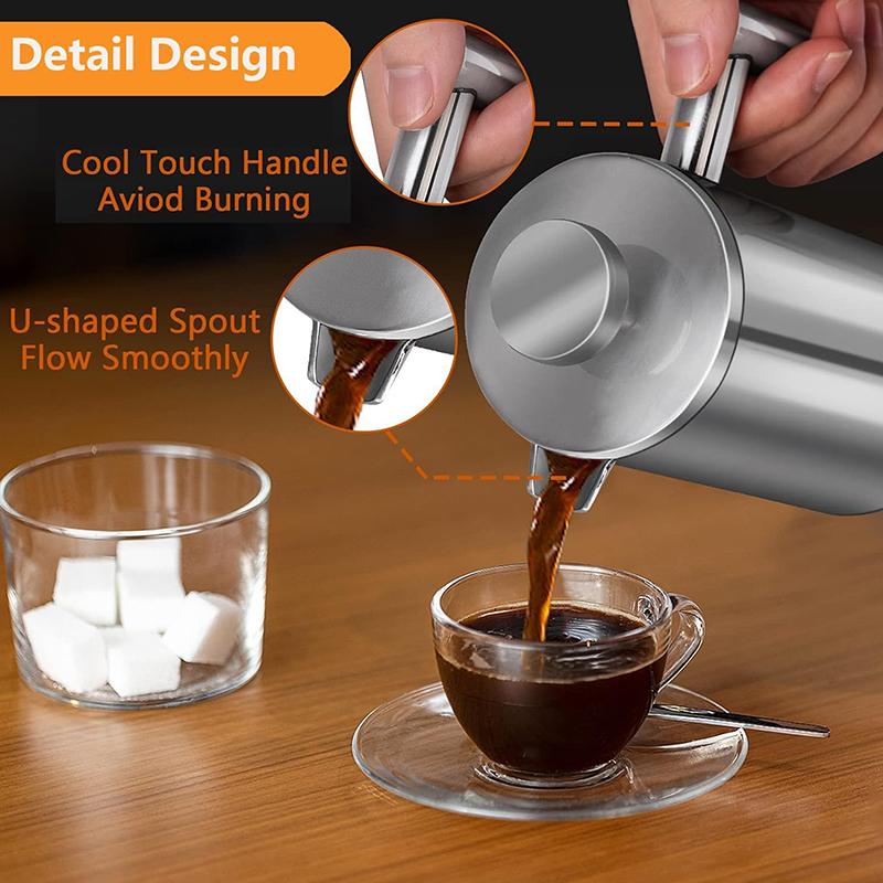 Cafetera de 350 ml/600 ml Cafetera de Prensa Francesa Acero Inoxidable Doble Pared Aislada Cafetera
