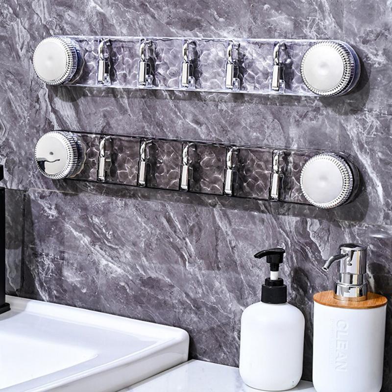 5 Haken Drehbarer Saugnapfhaken Stanzfrei Stark Tragfähig Badezimmer Handtuchhalter Wandmontiert Wellenförmige Reihenhaken