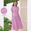 French V-Neck Pleated Maxi Dress
