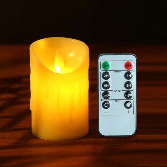 Waterproof Flameless Candles Battery Operated LED Candles with Remote Control Flickering Fake Pillar Candles for Wedding Halloween