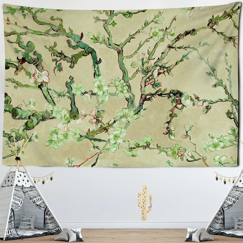 Retro Olieverf Bloemen Achtergrond Doek Huis Muur Decoratie Wandtapijt Kantoor Woonkamer Wandtapijt