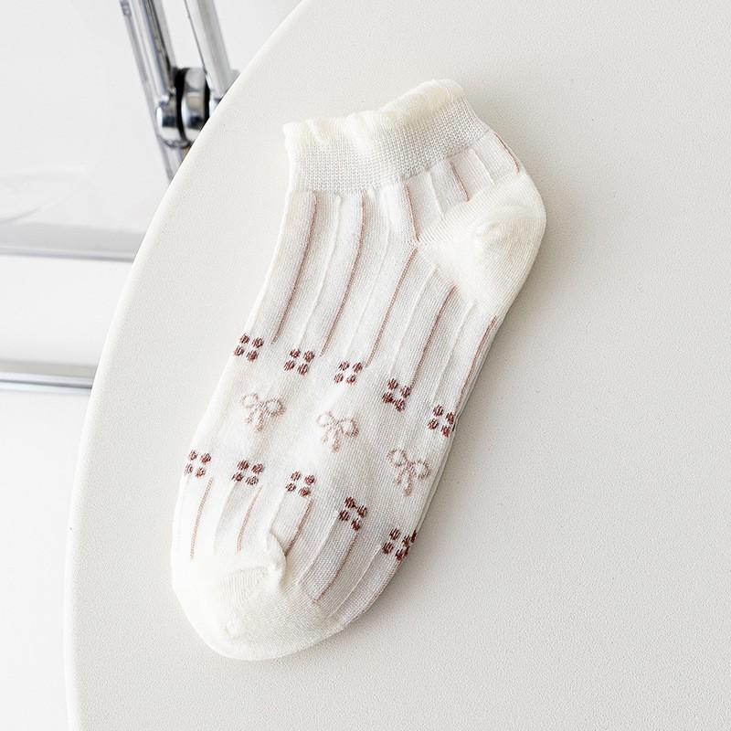 

Белые носки, тонкие носки-лодочки для весны и лета, мультяшные носки-невидимки с низким вырезом и бантом, кружевные носки, носки для девочек 1 pair