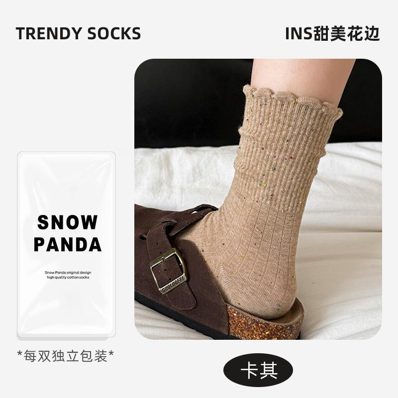 Socks Women's Season Medium Tube Socks Ideas Yarn Lace Stacking Socks Cotton Socks Boneless Women's Socks Versatile Socks Socks Industry