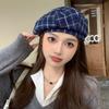 British Retro Plaid Beret New Casual Painter Hat Women'S Simple Woolen Bud Hat Tide