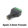 Audio Video AV 3.5mm 2 3 4 Pole Mono Stereo 3.5 Male Female AV Screw Terminal Jack 3.5 Male 3 Pin 4 Pin Terminal Block Plug