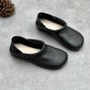 Retro Handmade Leather Single Shoes Square Toe Flat Bottom Cowhide Women's Shoes