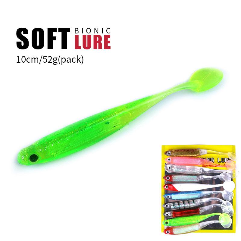 HENGJIA 10pcs/bag Soft Fishing Lure Set 10cm T-Tail Silicone Baits Artificial Swimbait Wobblers for Saltwater Freshwater Fishing