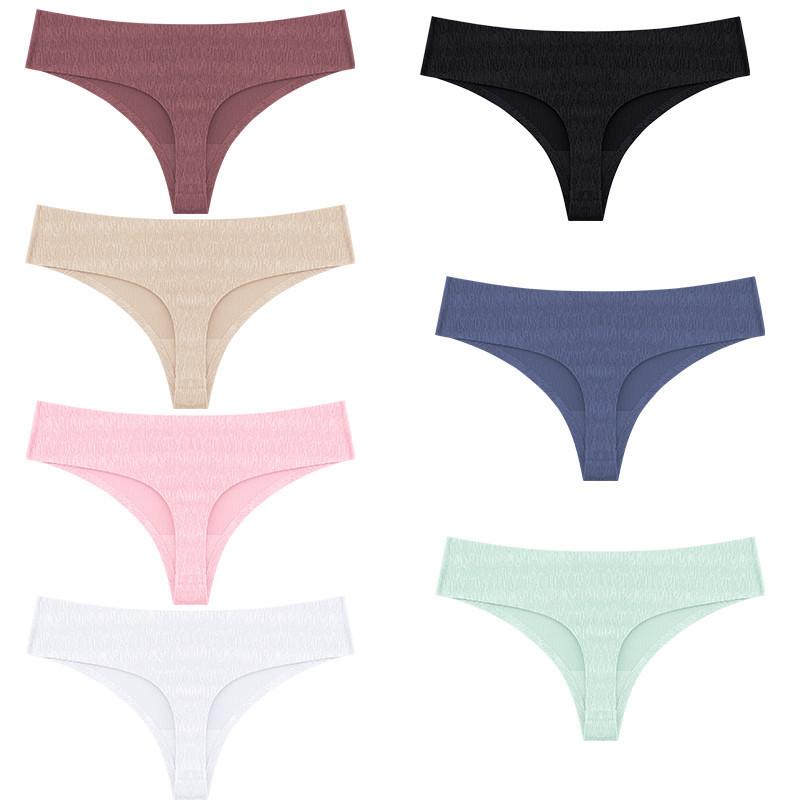 FINETOO Nahtlose Seidenunterwäsche Damen Höschen Sexy Low-Waist Stretch Einfarbig Dessous S-XL Mode