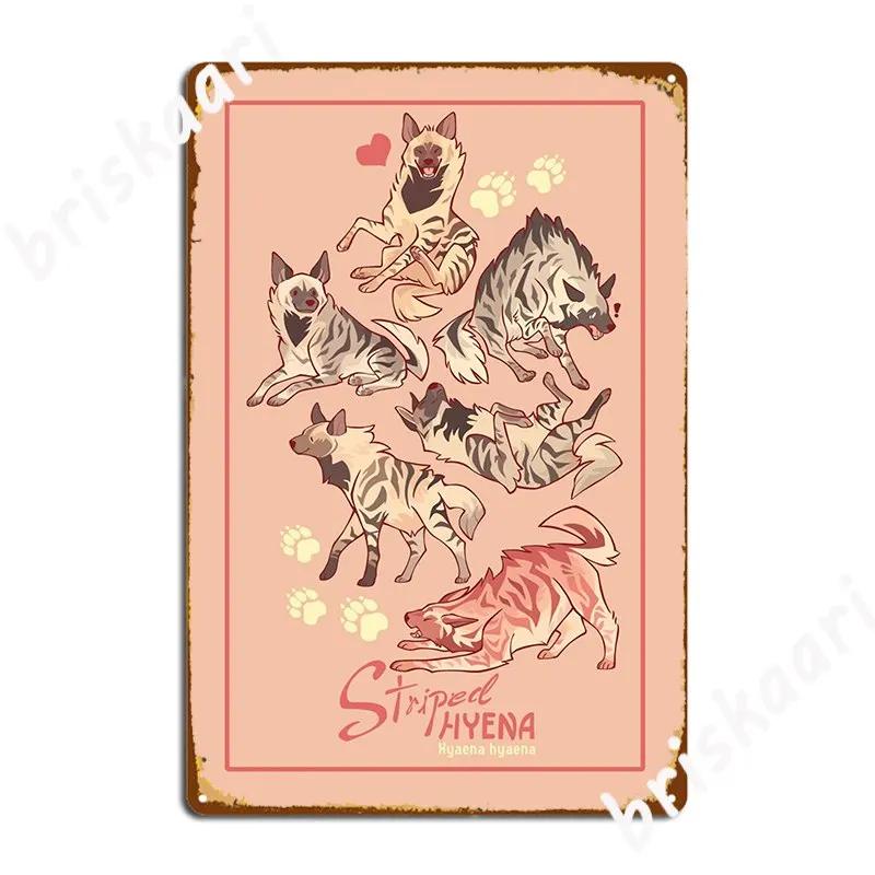 Striped Hyena Sticker And Goodies Pack Metal Sign Wall Cave Living Room Retro Wall Decor Tin Sign Poster 20X30CM