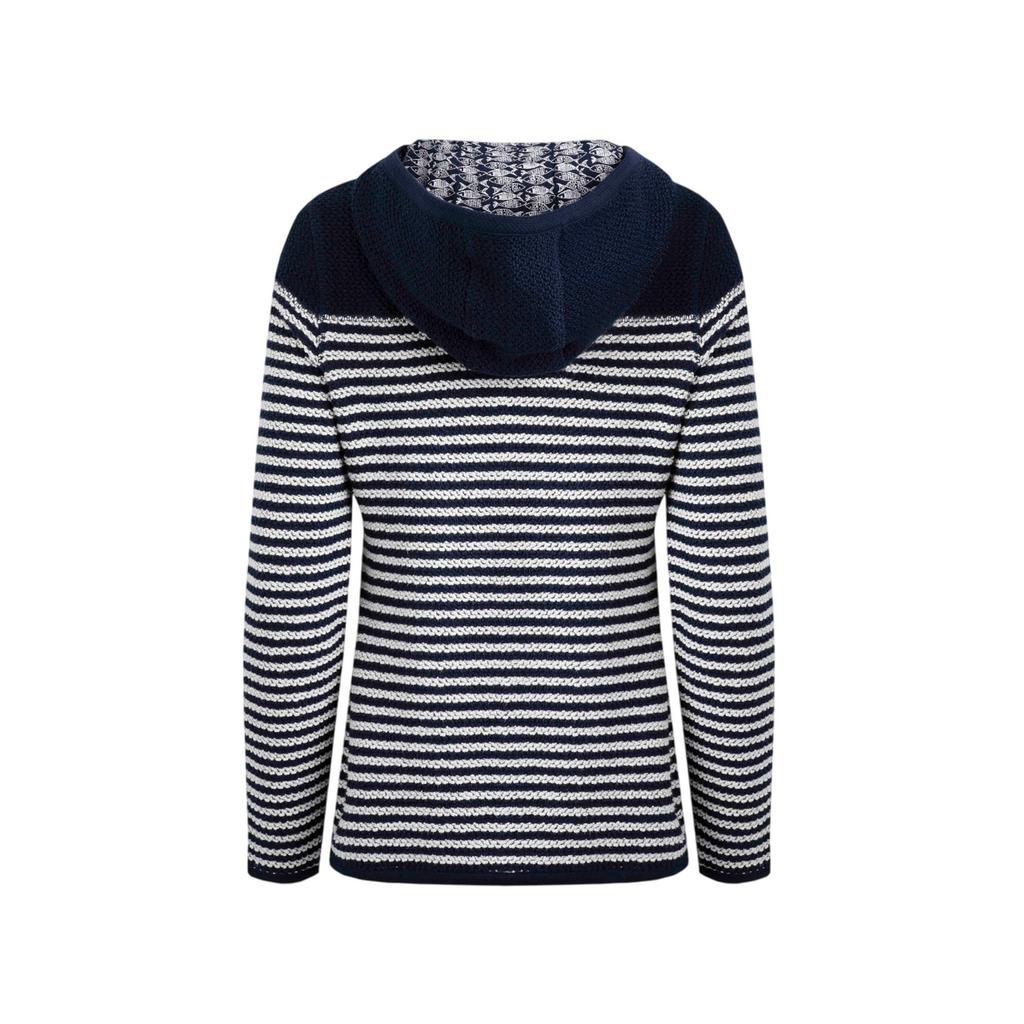 Weird Fish Womens/Ladies Bianca Striped Macaroni Eco Friendly Full Zip Hoodie