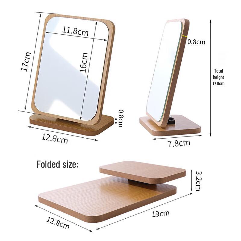 SPACEXPERT Foldable Wooden Makeup Mirror