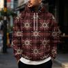 Men's Christmas Print Hoodie, Loose Fit Casual Sweatshirt with Large Pockets