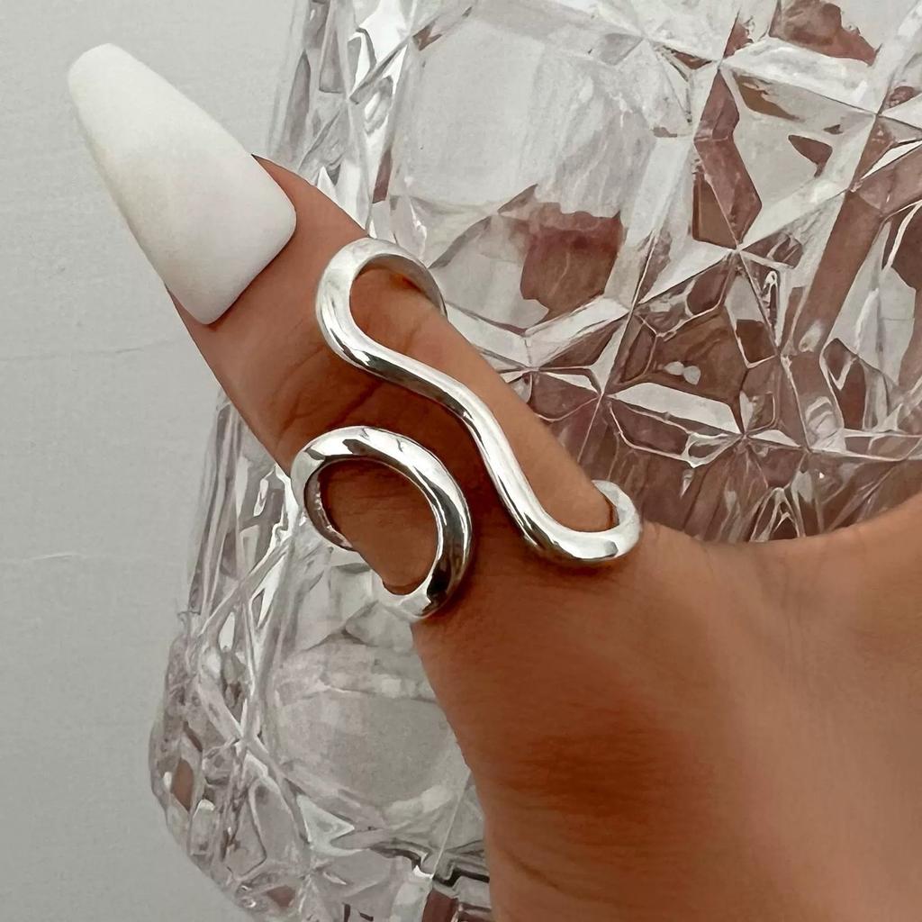 New Fashion Minimalism Geometry Square Cross Rings for Women Hip-Hop Personality Open Mouth Adjustable Rings Charm Jewerly Gift