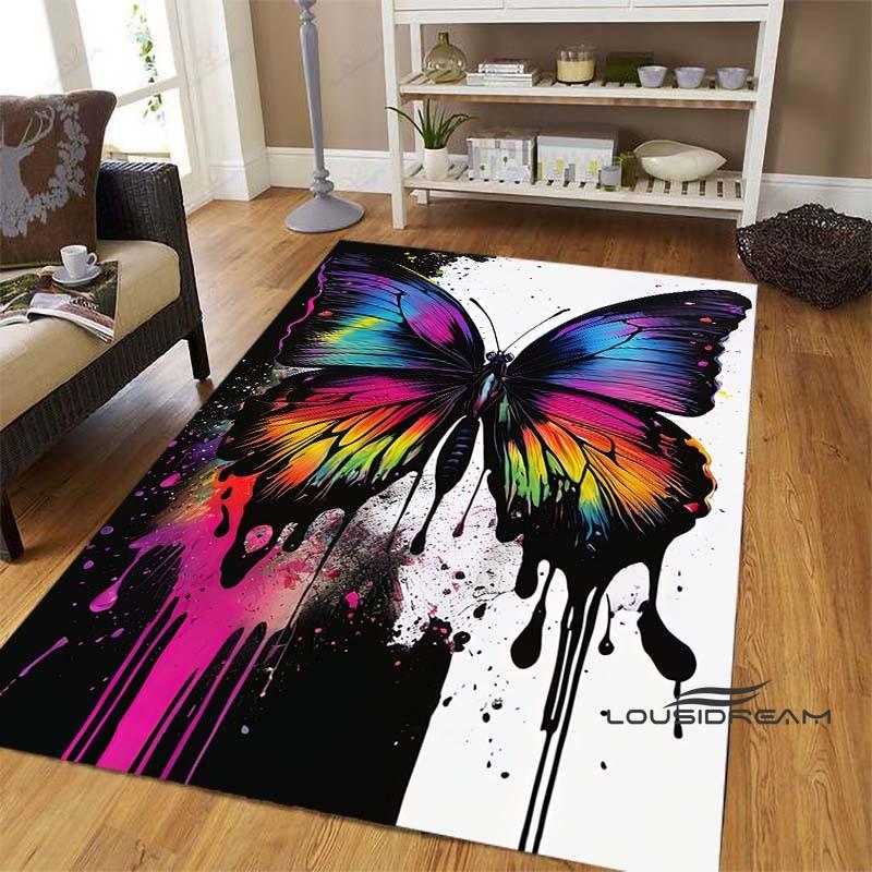 Dreamy Purple Butterfly Pattern Rugs for Living Room Bedroom Area Rugs Child Room Play Rug Cartoon 3D Printing Kids Game Mats001