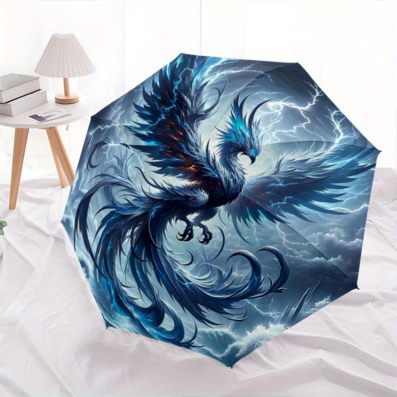 

1pc Electric Phoenix Pattern Beautiful Looking Automatic Folding Umbrella, 3 Folding, 8 Iron Frame Design, Durable and Suitable for Travel and Da