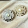 Fashion Metal Sun Flower Pearl Brooches For Women Clothing Coat Jewelry Accessries Gifts