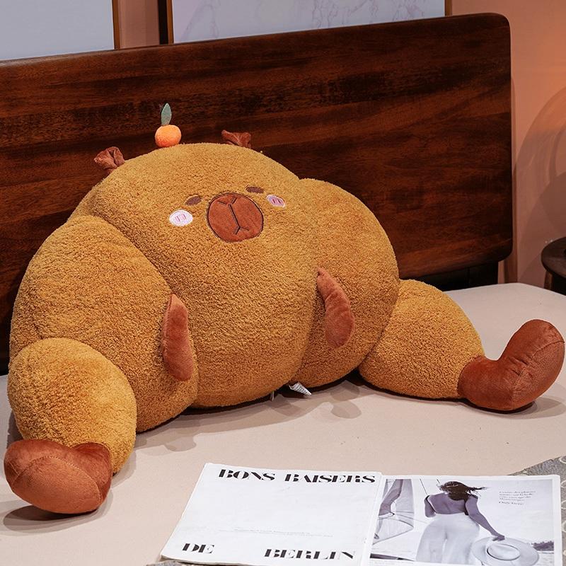 

70cm Croissant Lumbar Support Pillow Adorable Capybara Carrot Toast Gentle Stuffed Plush Toy Sofa Cushion Chair Back Pillow Charm Present