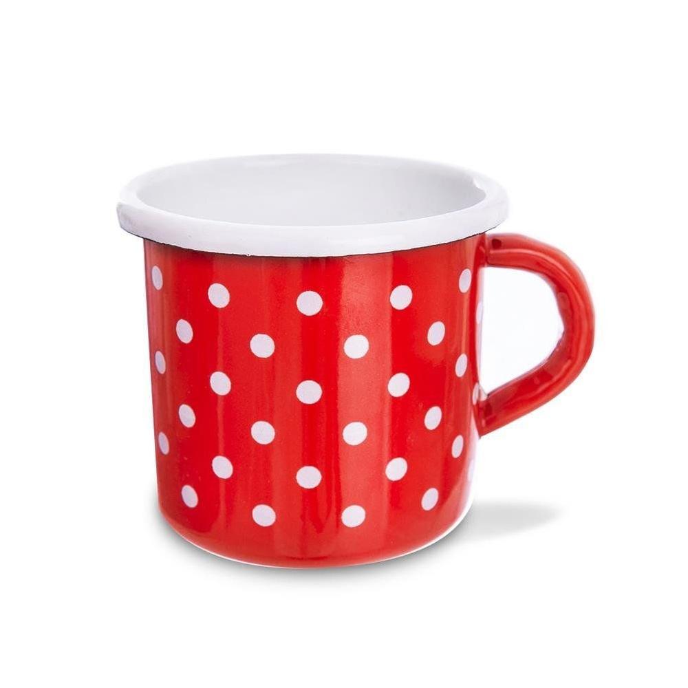 TECKA rote Tupfen Emaille-Tasse 400 ml