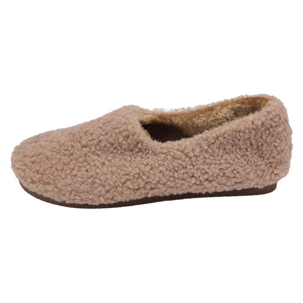 JMXD-Winter Women’s Plush Platform Slippers: Cozy Shearling Lined Indoor Outdoor Shoes Non-Slip Sole Warm Fuzzy Booties Slip On Fashion
