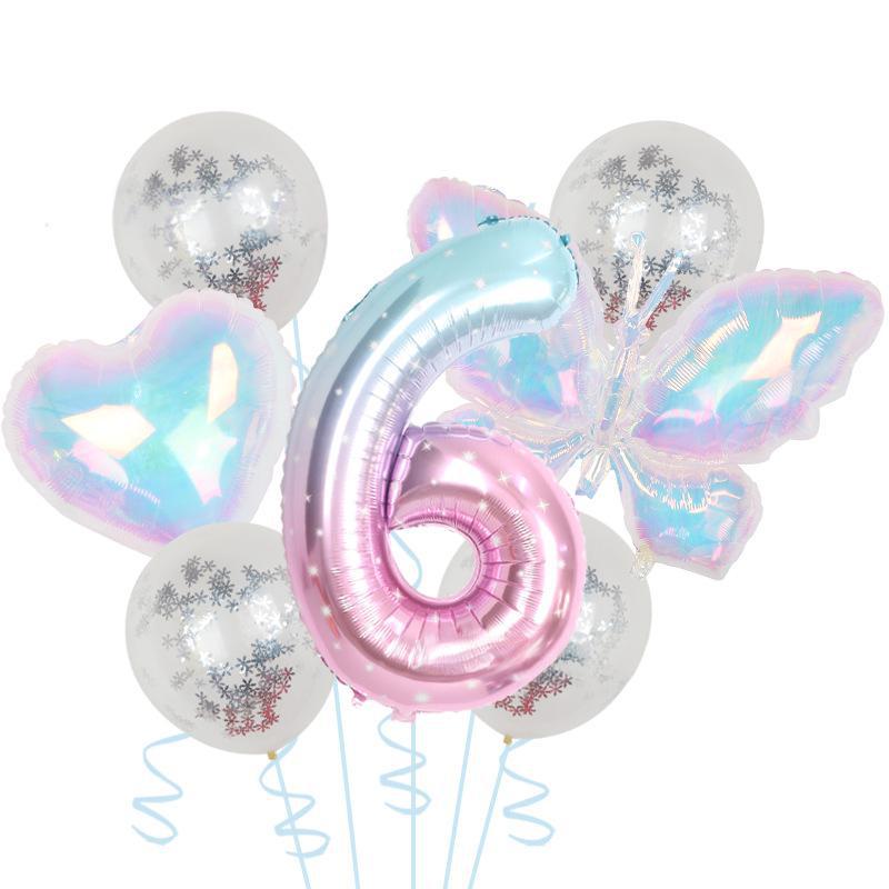 Colorful Transparent Butterfly Balloon Color Sequins Latex Set One Year Old 40 Inch Starry Sky Digital Birthday Party Arrangement