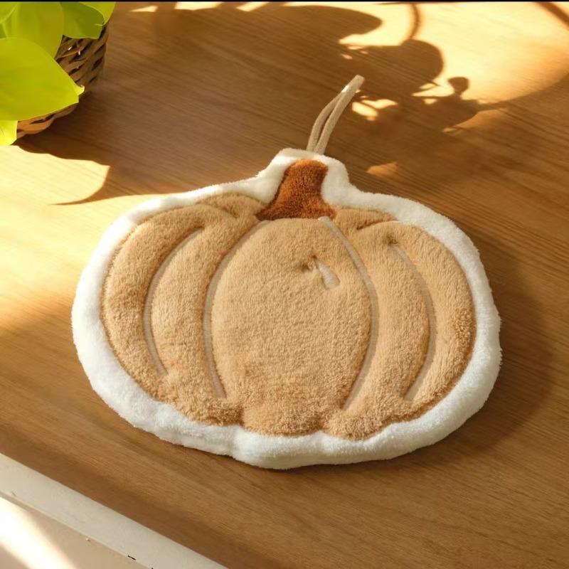 Pumpkin, Hazelnut and Peanut Hand Towel for Kitchen. Coral Fleece Towel. Thick and Extra Absorbent Hand Towel. Water-absorbing.