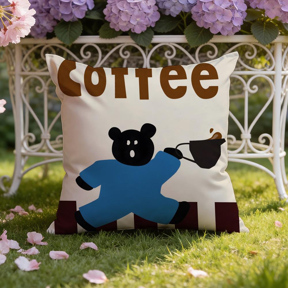 Creative Coffee Illustration Cushion Cover Home & Car Dual-Scene Pillow Cover: Reversible for Premium Comfort