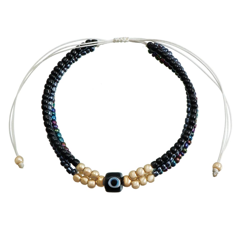 Colored Rice Bead Beaded Woven Bracelet, Temperament Personality Eye Devil's Eye Hand Rope