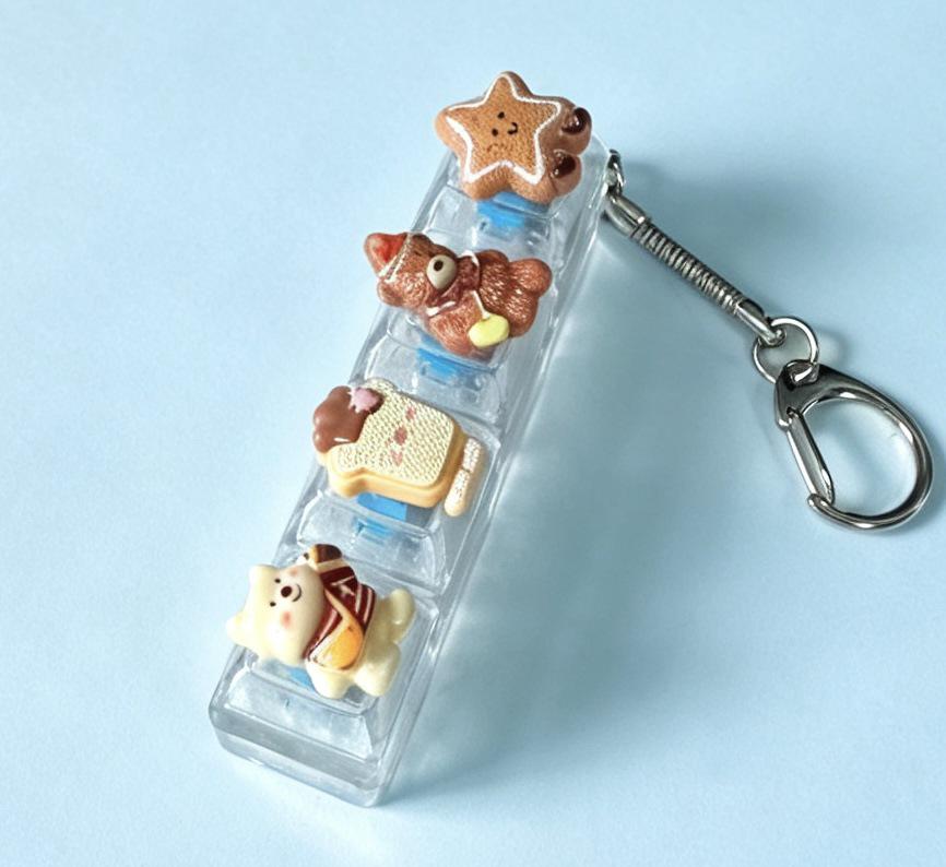 Cute Sticker DIY Button Squeeze Toy Keychain - Stress Relief Pendant