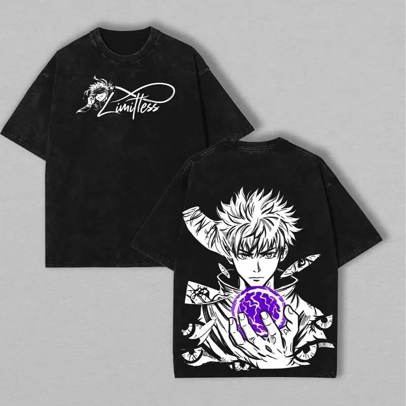 Jujutsu Kaisen Anime T-shirt Vintage Y2k Washed Oversized T Shirt Men Clothing Summer Short Sleeve Cotton Tees Tops