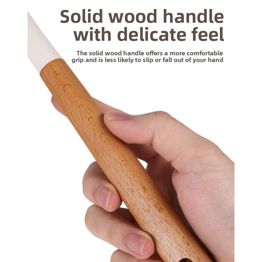 Wooden Handle Silicone Spatula Kitchenware Set High Temperature Resistant Household Non-stick Cooking Spatula Spoon Spatula.