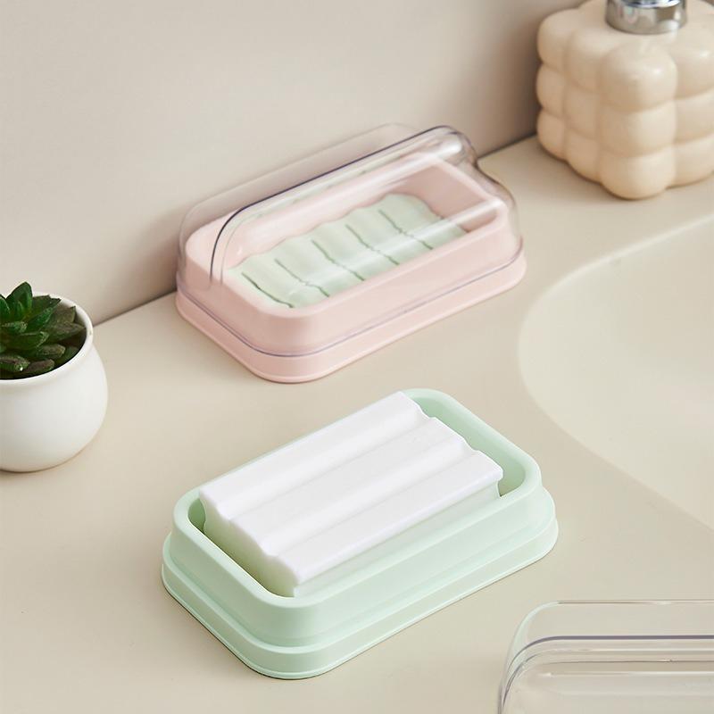 Drain Soap Box Double-layer Covered Student Dormitory Toilet Bathroom Soap Box Station Soap Box Household