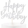 Birthday Cake Toppers Set - Glitter Alphabet Letters Decorative Picks Party Dessert Decoration